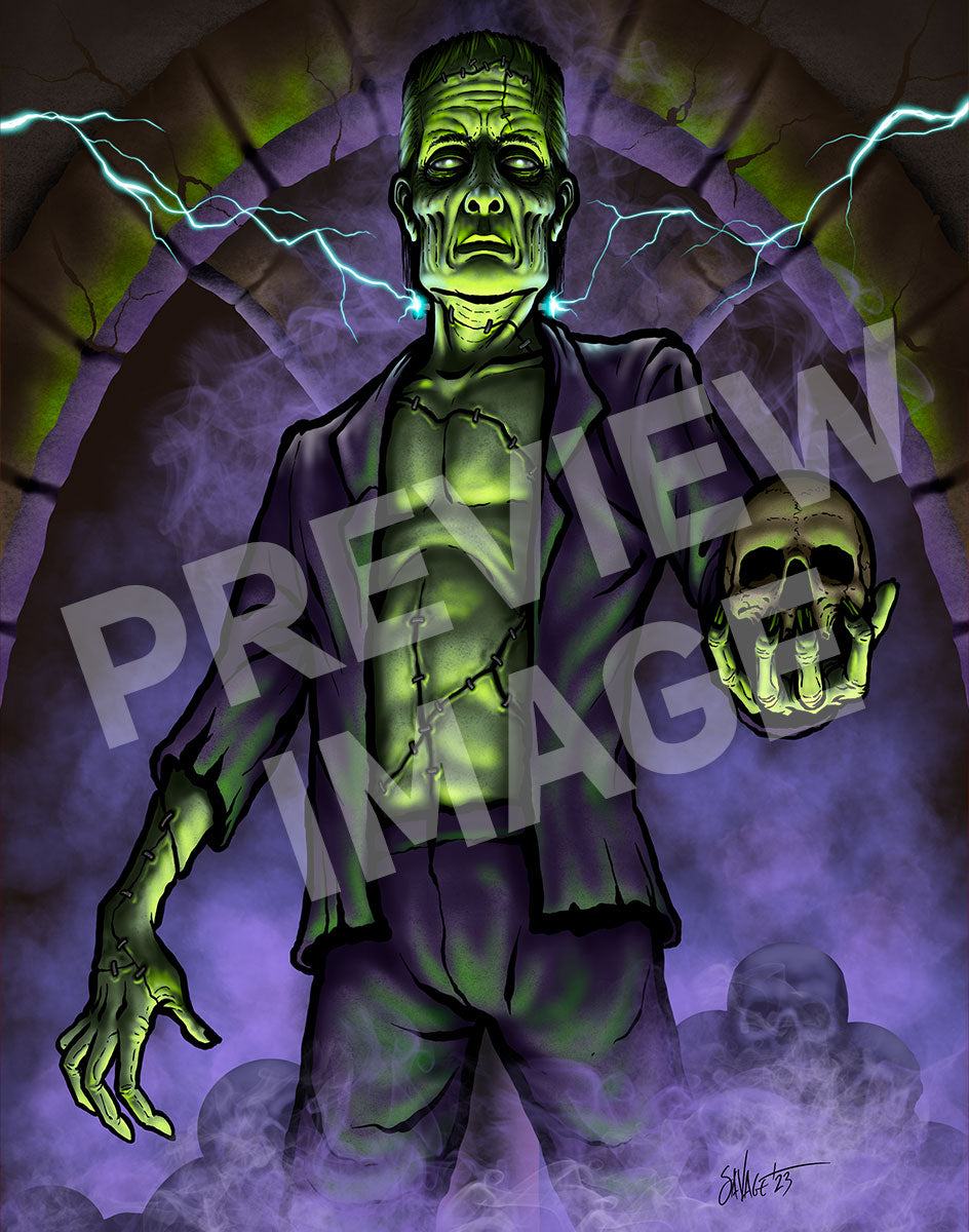 Portrait Of Frankenstein s Monster Art Print Shop Sinister Dark Art portrait-of-frankenstein-s-monster-art-print-shop-sinister-dark-art