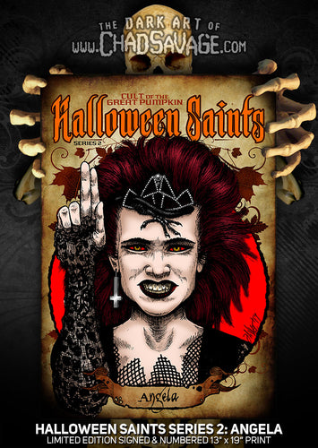 Halloween Saints Series 2: Angela Art Print (Color and Black & White)