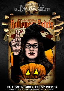 Halloween Saints Series 2: Rhonda Art Print (Color and Black & White)