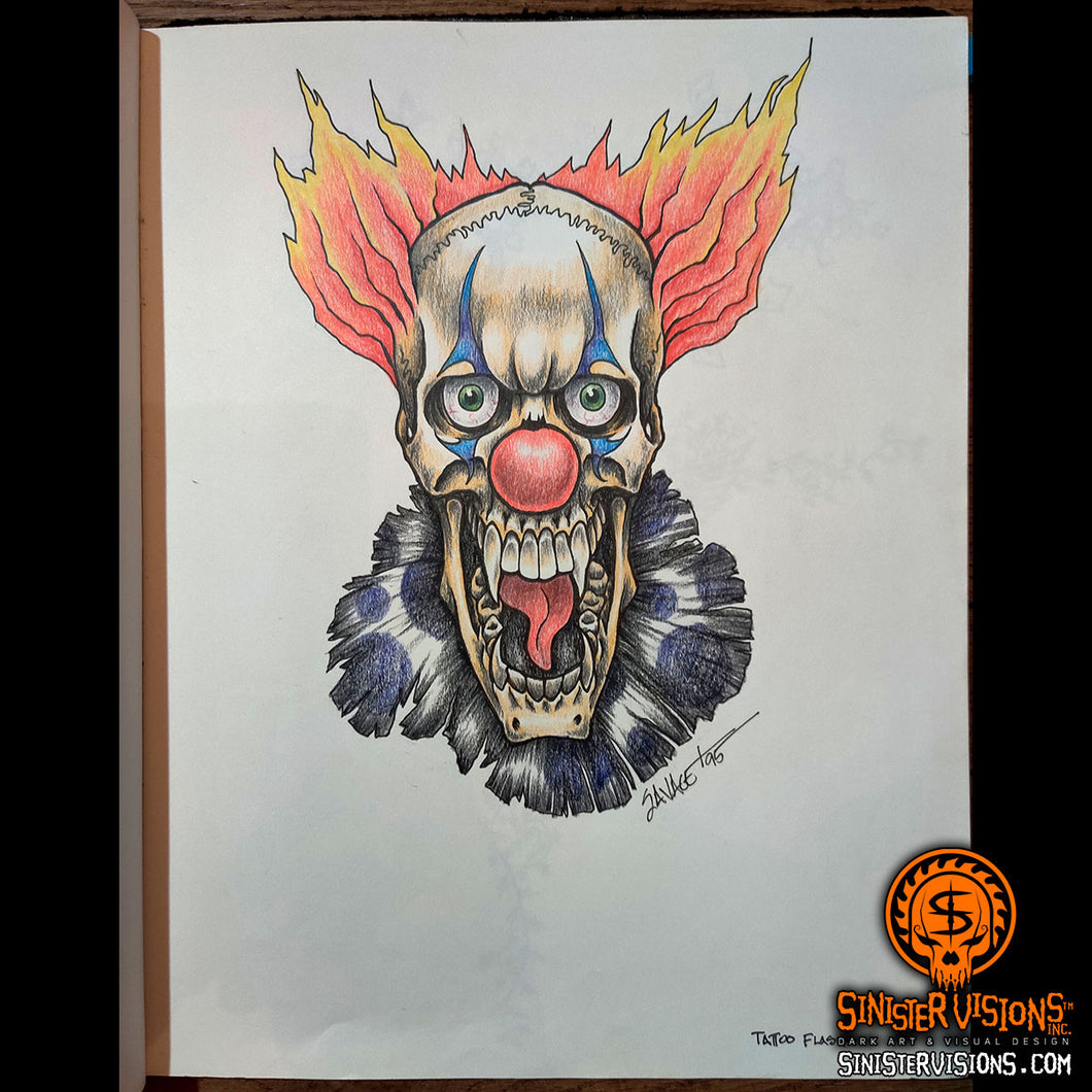 Skull Clown Original Drawing