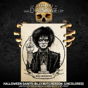 Halloween Saints: Billy Butcherson Art Print (Color and Black & White)