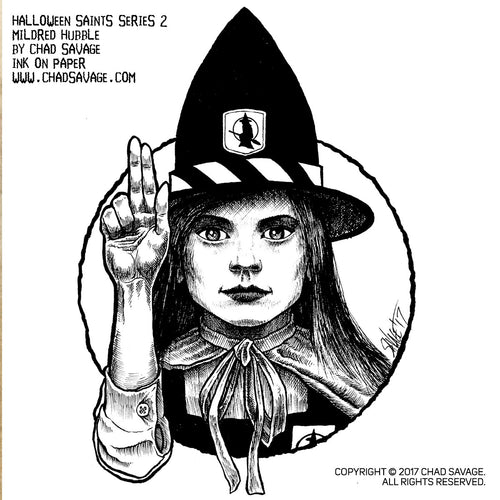 Halloween Saints Series 2: Mildred Hubble Original Ink Art