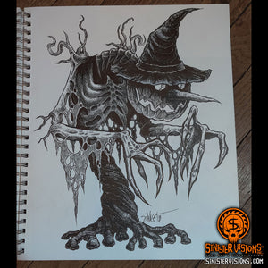 Scary Scarecrow 1 Original Ink Drawing