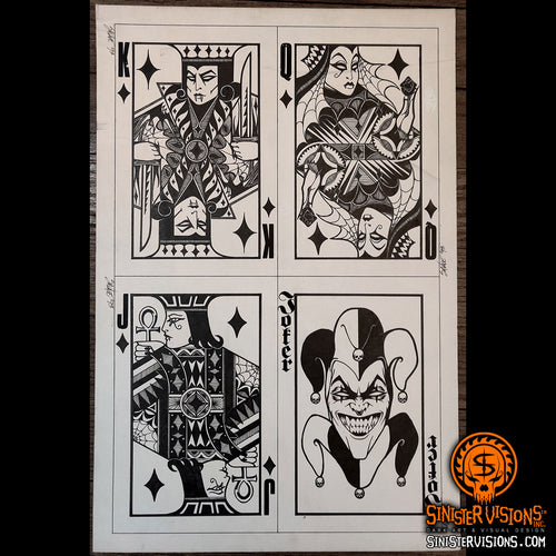 Vampire Face Cards Original Drawing