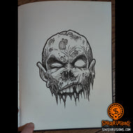 Jawless Zombie Original Ink Drawing