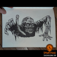 Crawling Zombie 1 Original Ink Drawing