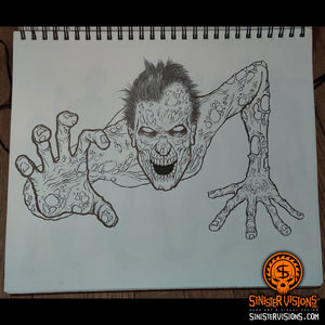 Crawling Zombie 2 Original Ink Drawing