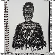 Monster Holiday: Mummy Original Halloween Ink Drawing