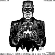 Monster Holiday: The Monster Original Halloween Ink Drawing