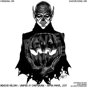 Monster Holiday: Vampire Original Halloween Ink Drawing