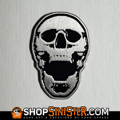Screaming Silver Skull Enamel Lapel Pin