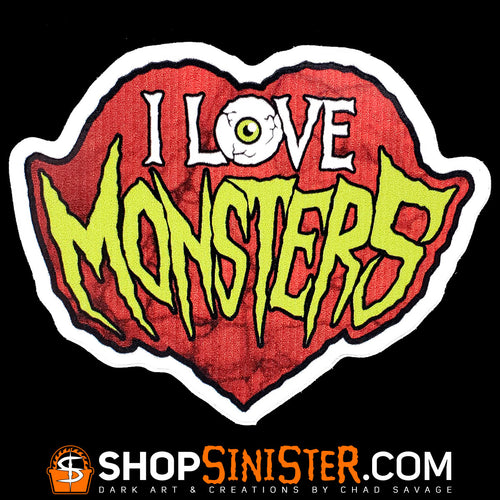 I Love Monsters Die Cut Vinyl Sticker