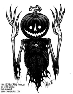 The Scarecrow Amulet Original Halloween Drawing