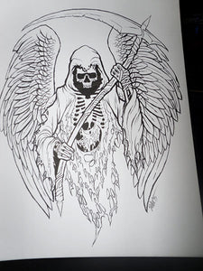 Grim Reaper Original Ink Drawing