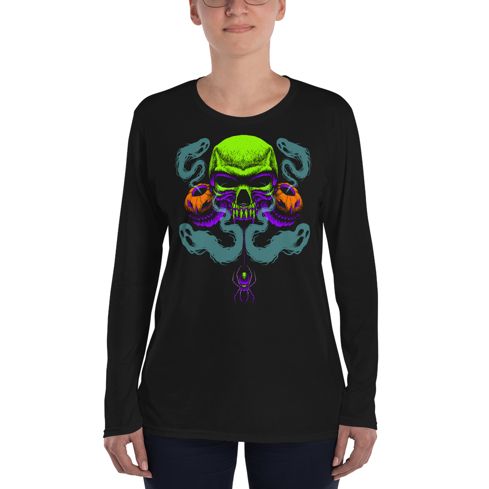 Happy Haunting Anvil 884L Ladies' Lightweight Long Sleeve Tee with Tear Away Label