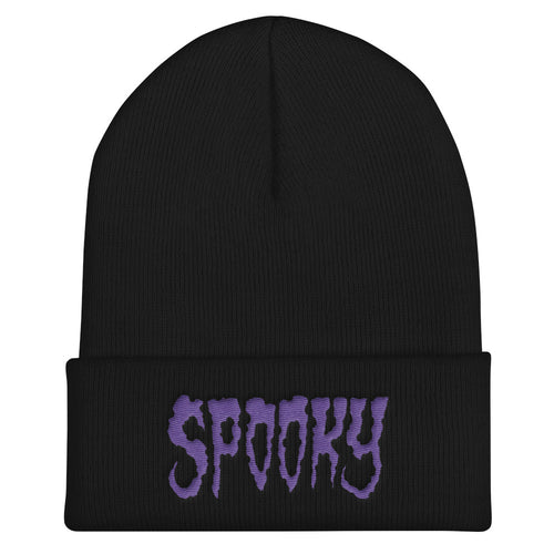 Spooky (Purple) Embroidered Cuffed Beanie