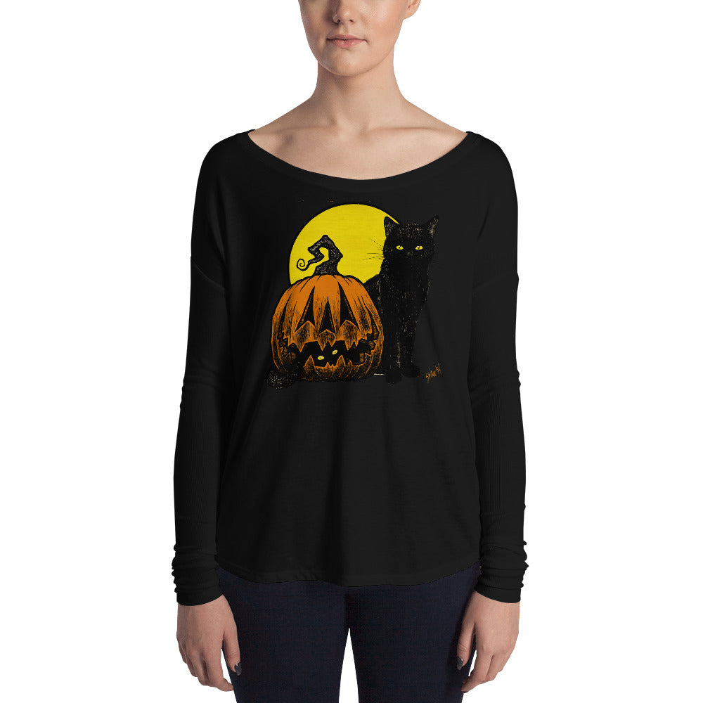 Still Life with Feline and Gourd Ladies' Long Sleeve Tee