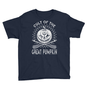 Cult of the Great Pumpkin - Crossed Brooms Youth Short Sleeve T-Shirt