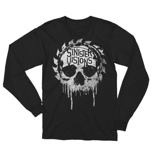 Sinister Visions Splatter Skull Unisex Long Sleeve T-Shirt