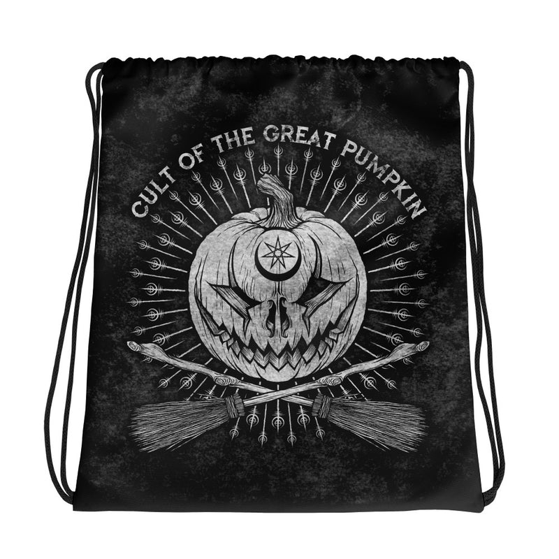 Cult of the Great Pumpkin Crossed Brooms Drawstring bag  display picture 1