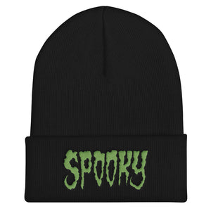 Spooky (Green) Embroidered Cuffed Beanie